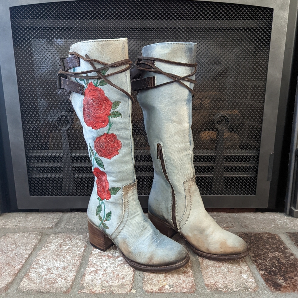 RARE FreeBird Cryus Boots in Denim Size 6 - Picture 4 of 16